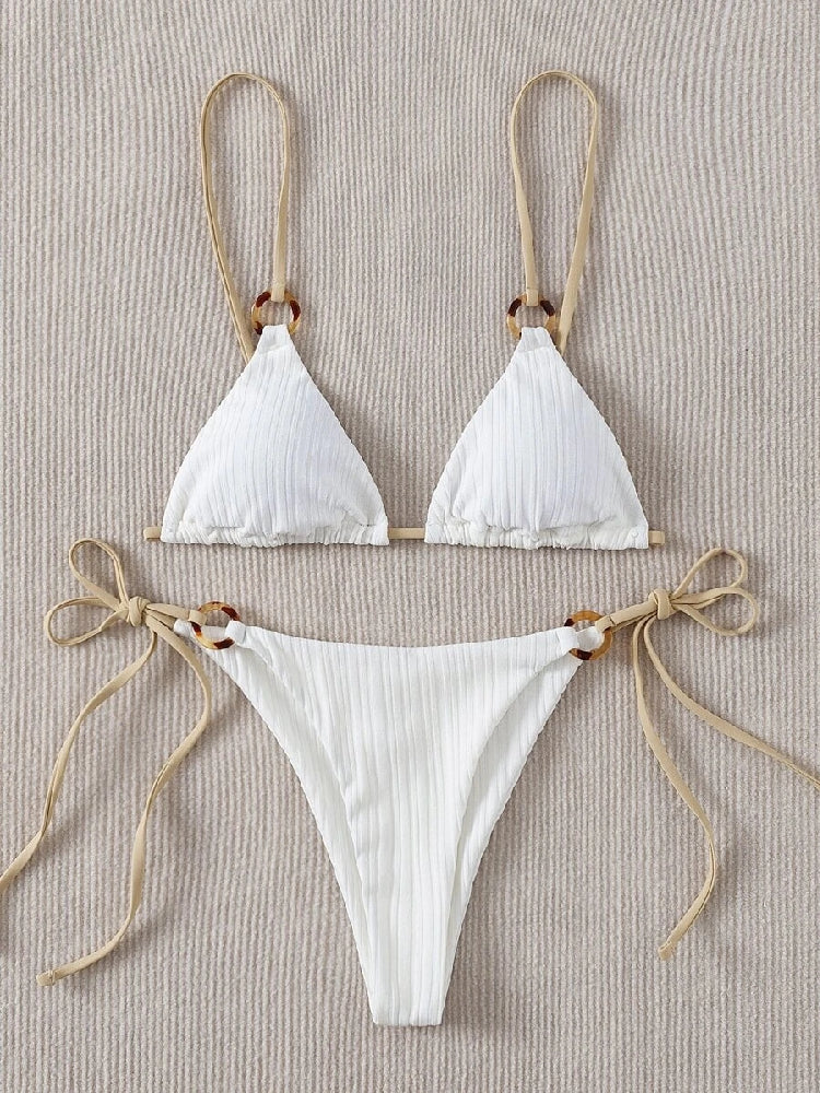 Triangle Thong Bikini Set with Ring Detail