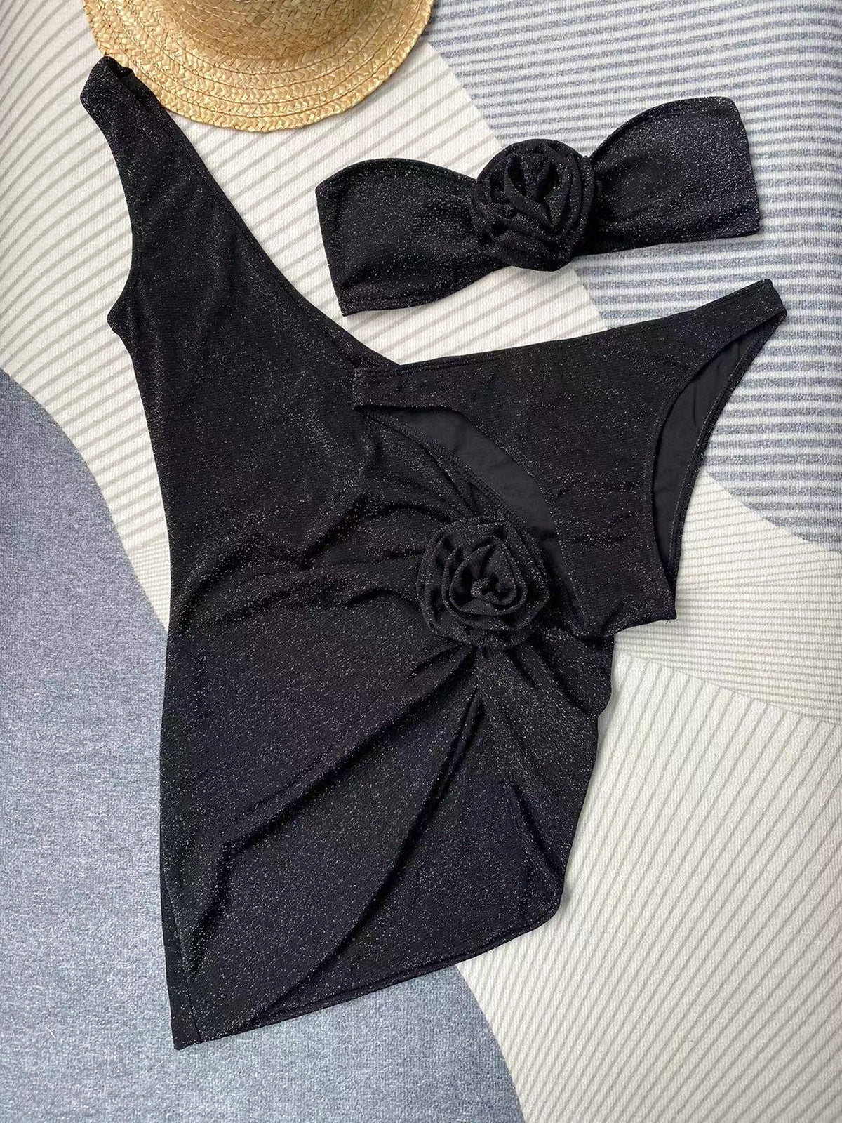 3-Piece Bikini with Floral Design