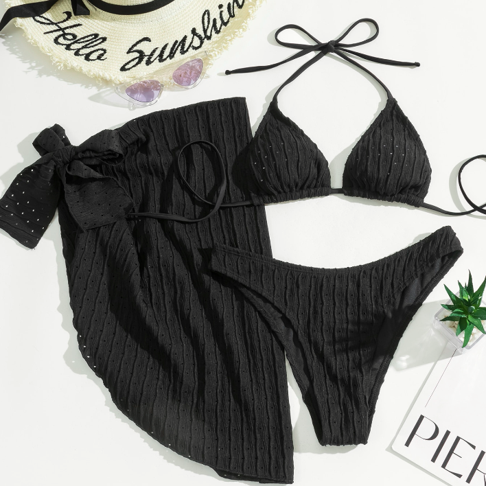 Backless Sexy Bikini with Mesh Skirt (3pcs)