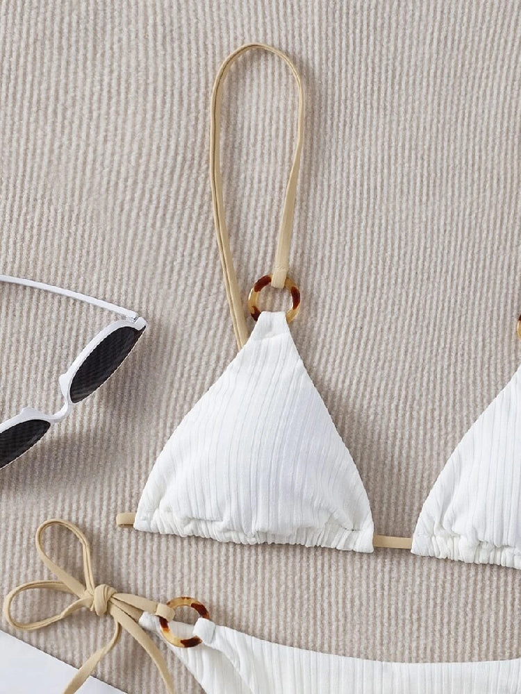 Triangle Thong Bikini Set with Ring Detail