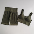 Seamless Striped Set Slim Bra Top And Hip Lifting Shorts