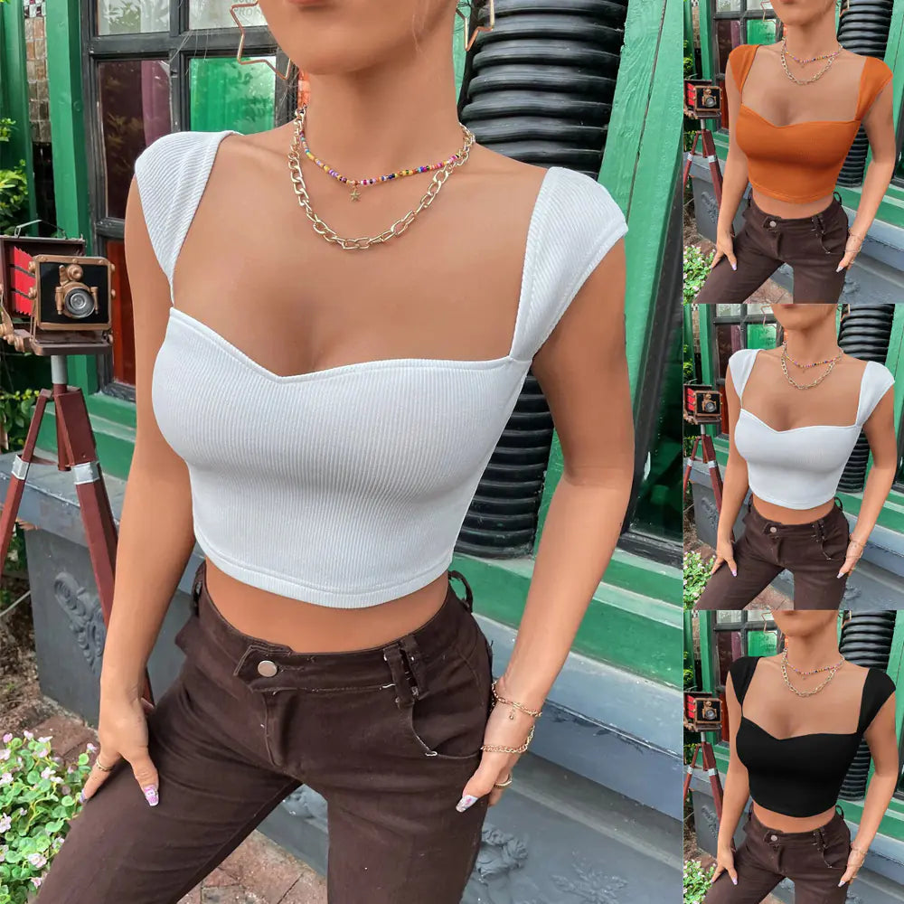 Slim Square Neck Sleeveless T-Shirt Vest Top