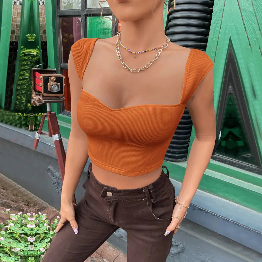 Slim Square Neck Sleeveless T-Shirt Vest Top