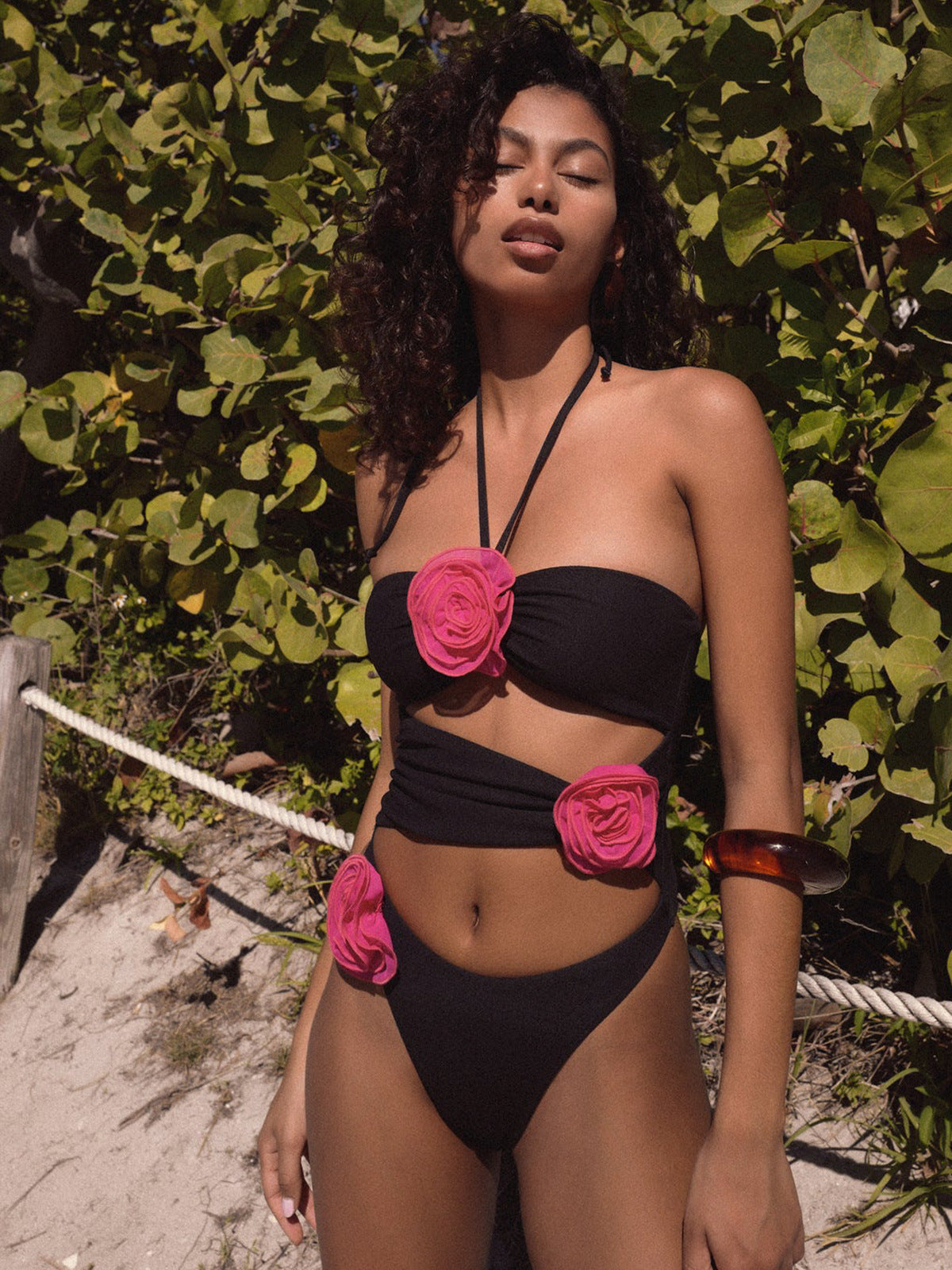 3D Floral One-Piece Bikini