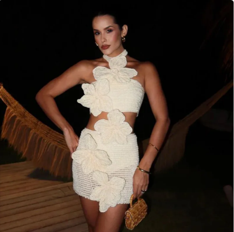 3D Floral Knit Mini Dress
